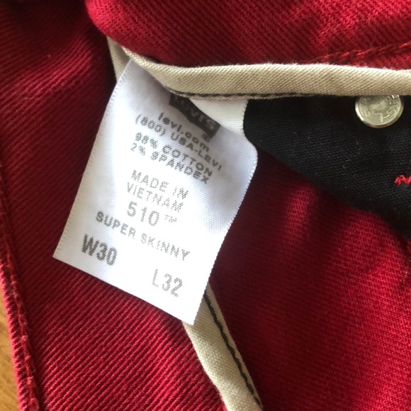 Men’s red super skinny jeans - Picture 4 of 4